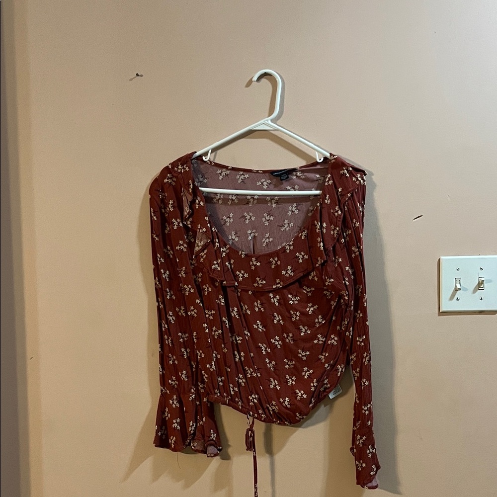 American Eagle Outfitters Rust Floral Blouse